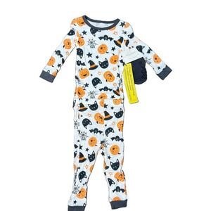 NWT Milkberry Halloween Cats & Pumpkin Bamboo Pajama Set 12m 3pc Set Pajamas